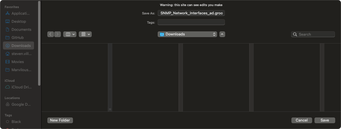 File save dialog showing location picker